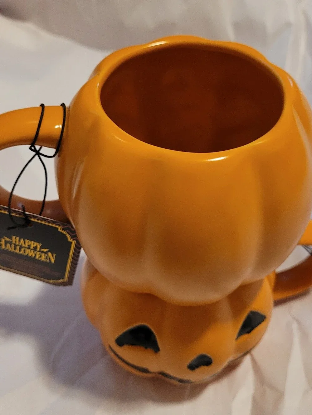 Happy Halloween Coffee Mug Pumpkin Jack-O'-Lantern Ceramic Mugs - Orange & Black